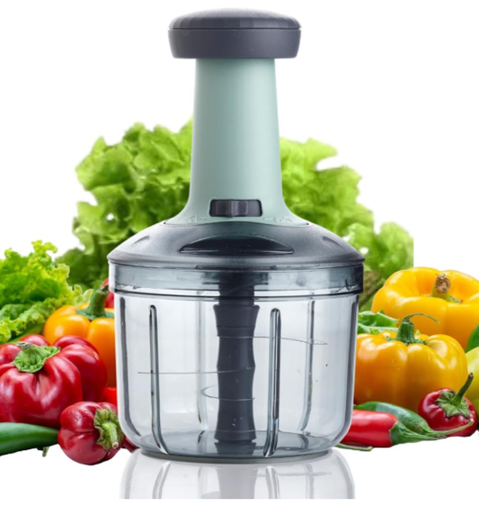 Quick & Easy Square 6 Blade Push Chopper Push N Chop Hand Press Vegetable Chopper with Easy Push and Close - 1000 Ml