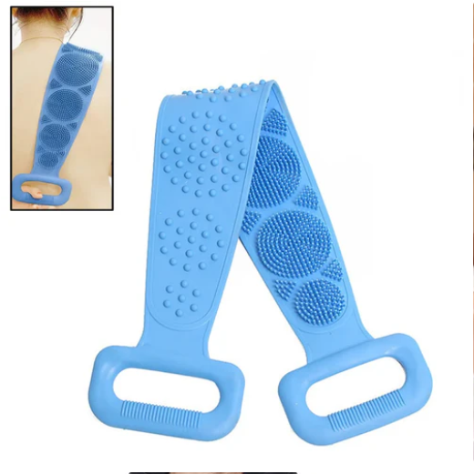 Silicone Body Scrubber, Reversible Back Washing Belt with Handle for Men / Women Shower Cleaning, Body Massage, Silicone Bath Body Brush (1 Pc / 25 Inch)